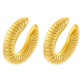 Boucles d'oreilles dorées en forme de C avec design torsadé en spirale creuse - VE1156 Texture Spirale-Or