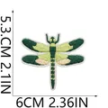 Detailed size chart for dragonfly embroidery patch showing 5.3cm height and 6cm width - Dragonfly
