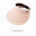 Visera de sol rosa nude con ala ancha y correa ajustable para mujer en verano - Ajustable / Estilo de Diadema / Rosa