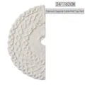 24 inch cream white cable knit Christmas tree skirt with diamond pattern and ties - Ivory