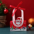 Scatola regalo di Natale in carta con disegni di Babbo Natale e fiocco di raso rosso - Babbo Natale con occhiali (Rosso) / Con nastro