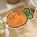Cute cartoon persimmon bath mat in orange and green on wooden floor for bathroom decor - 40*60cm Upgraded Thickened / Cute Carrot