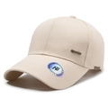 Gorra de béisbol clásica de algodón beige con visera curva y placa metálica NARASON - Ajustable / Caqui