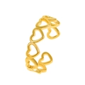 Anello aperto minimalista in oro con cuori cavi e design geometrico regolabile - Oro KC Chiaro (Cuore Traforato)
