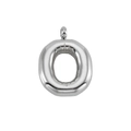 Polished silver stainless steel chubby bubble pendant featuring alphabet letter O - Silver Letter O