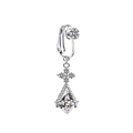 Detail view of silver non-piercing belly ring with sparkling zircon stones and flower design - Silver Rhombus Large Rhinestone Style (FBR24011001)
