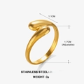 Minimalistischer goldener Tropfenring aus Edelstahl mit verstellbarem Band-Design - Einstellbar Offen / Gold (ZN781)