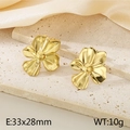 Pendientes de hoja de ginkgo dorados de acero inoxidable con pétalos texturizados - Dorado (Flor)