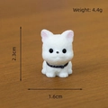 Miniature white dog figurine with dimensions 2.3x1.6cm and pink inner ears - White French Bulldog