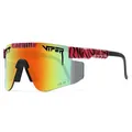 AVIP cycling sports sunglasses with orange gradient lens and red zebra pattern frames - Orange Yellow Mirrored Lens - Red Black Zebra Frame (C44)