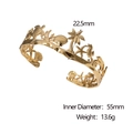 Brazalete abierto de acero dorado con grabados detallados de vida marina - Estilo Ahuecado de Vida Marina (SZ146-G) / Dorado