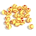 Pack of yellow baseball pattern acrylic beads with large holes for DIY jewelry - 8mm Yellow & Red Softball