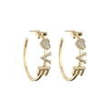 Orecchini a perno LOVE dorati con micro-pavé di zirconi e dettaglio occhio greco - Stile con Lettera LOVE / Oro