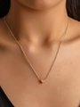 Elegant gold heart pendant necklace featuring a delicate chain worn by a female model - Gold (Necklace KC Gold 11088)