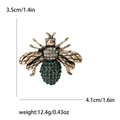 Vintage gold bee brooch with clear and green rhinestones, 3.5cm by 4.1cm size - Green