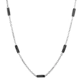 Collier minimaliste en acier titane argenté de 1,5 mm avec perles cylindriques noires - Chaîne Argentée Perle Noire (KN232177-Z)