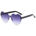 Chic rimless heart-shaped sunglasses featuring purple gradient lenses and black temples - Two-tone C38