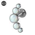 Curved G23 titanium labret stud with five shimmering round opal stones in arc shape - G23 Titanium 1.2*6mm / Style 19-White Opal (OP17)