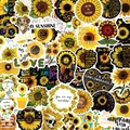 Waterproof yellow sunflower DIY sticker set for luggage and skateboards with floral designs - New Sunflower Style - 50PCS