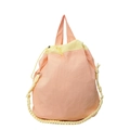 Nylon-Beuteltasche in Pink und Gelb mit Kordelzug und gewebten Schultergurten - Aprikosenrosa