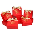 Elegant red gift box set with gold ribbon and Thank You branding for wedding favors - Red Bag Gold Ribbon / 11.5*4.5*10