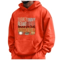 Men's orange fleece hoodie with Thanksgiving turkey and gravy letter print details - S / Tops / Orange