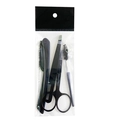 4-piece black eyebrow grooming kit with trimmer, scissors, comb and tweezers in retail bag - 4pcs Set (65061-2)