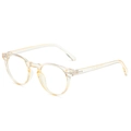 Vintage round champagne transparent sunglasses with retro rivets and polarized lenses - Yellow Transparent / Anti-Blue Light