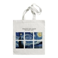 Van Gogh Starry Night art print white canvas tote bag with artistic six-grid design - Starry Night Grid