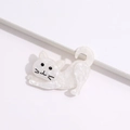 Lindo broche de gato blanco en acrílico con textura de nácar y diseño estirado - 6,5 cm x 5,0 cm / Blanco