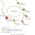 18K gold plated stainless steel paperclip chain necklace with colorful enamel fruit charms - Necklace Style (N3647) / Small Paperclip Fruit Necklace - Gold