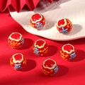 Red DIY lucky beads with Fu Xi Cai characters for zodiac horse year bracelets - Peace and Joy / Red