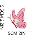 Detailed size chart showing pink and white butterfly embroidery patch 5.5cm x 5.0cm - Pink White Butterfly
