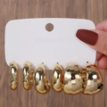 Gold Twisted Hammered Hoop Style (E0782-1)
