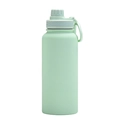 Light green 1L stainless steel sports bottle with matte texture and portable handle - Light Green - Sport