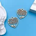 Golden heart-shaped hollow Tree of Life charms for DIY jewelry and necklaces - 1pc KC Gold Hollow Heart Tree of Life 17x18mm