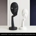 Abstract face sculptures in black and white finish for modern home decor minimalist art set - A Set Of White And Black Face Masks