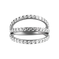 Three-layer silver stainless steel nose ring paved with white cubic zirconia crystals - #4-Triple Row Pave Zirconia / 1.2*8mm / Steel