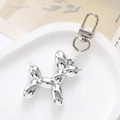 Portachiavi a forma di cane palloncino argento in acrilico con chiusura a molla in metallo - Argento Lucido