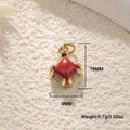 Detail of red square gemstone pendant in 18K gold plating with 15x9mm size specs - Cinnabar Mini Square Pendant