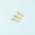 Polished rectangular stainless steel bar pendants in silver, gold, and rose gold finishes - 6x18mm (MP011) / Steel