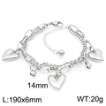 Bracciale a doppio strato in acciaio al titanio argento con ciondoli a cuore da 14 mm - Stile Campanello a Cuore a Doppio Strato d'Acciaio (KB202993-Z)