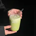500ml Avec Paille en Verre Chat Lettre Blanche