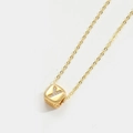 Delicate gold cube pendant necklace with letter Y and sparkling cubic zirconia stones - Letter Y (XL3420)