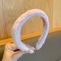 Soft faux mink fur wide headband in light pinkish purple for winter hair styling - Thin Headband / Korean Pink