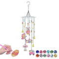 Kit de carillón de viento de Pascua DIY con pintura de diamantes y dijes de conejo - Kit de carillón de viento de 5 tubos