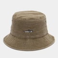 Vintage washed cotton shark embroidered bucket hat for outdoor fishing and sun protection - One Size / Khaki