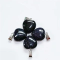 Blue goldstone heart-shaped pendants with metal loops for DIY jewelry making - Synthetic Blue Sandstone