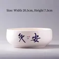 White ceramic hydroponic planter with blue Peace calligraphy and 20.5cm diameter size - SJH Hydroponic Pot-Ping An Style-Large