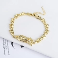 Vintage 18K gold adjustable bracelet with Virgin Mary pendant and floral charms - Gold Virgin Mary Butterfly Flower